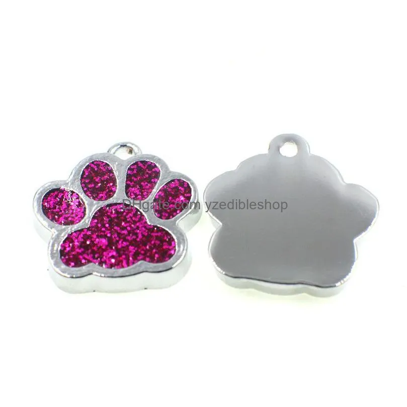 50pcs hc358 bling enamel cat dog bear paw prints hang pendant fit rotating key chain keyrings bag jewelry making237w