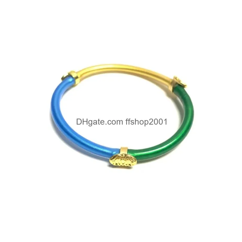 bangle trendy colour mixture silicone bracelet en acier inoxydable womens non-tarnish gold jewelry