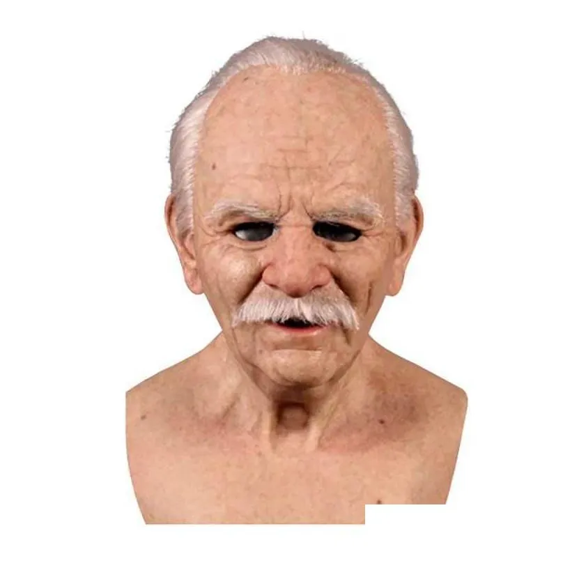 Party Masks Halloween Realistic Old Man Mask Funny Cosplay Prop Masks Supersoft Another Me Adt Face Er Py Party Decoration Drop Delive Dhytw