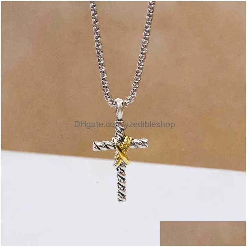dy cross double x necklaces thread pendant classic necklace button259l