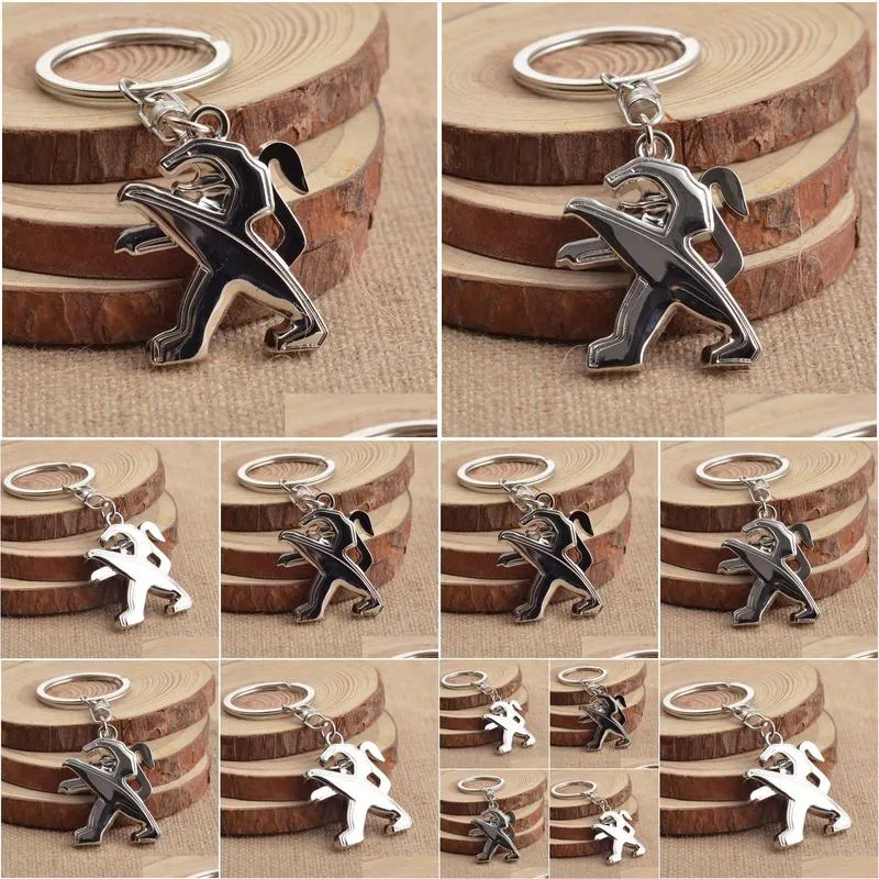 For Peugeot Car Keychain Key Rings Holder Auto Keyrings for Peugeot 206 207 Car Accessories 3D Alloy Key Chain Wholesale