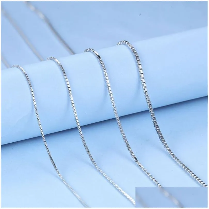 Chains S925 Sterling Sier Long Box Chain Necklace For Women Gold Rose Color Diy Jewelry Handmade Accessories 50 55 60Cm Drop Delivery Dhz2L