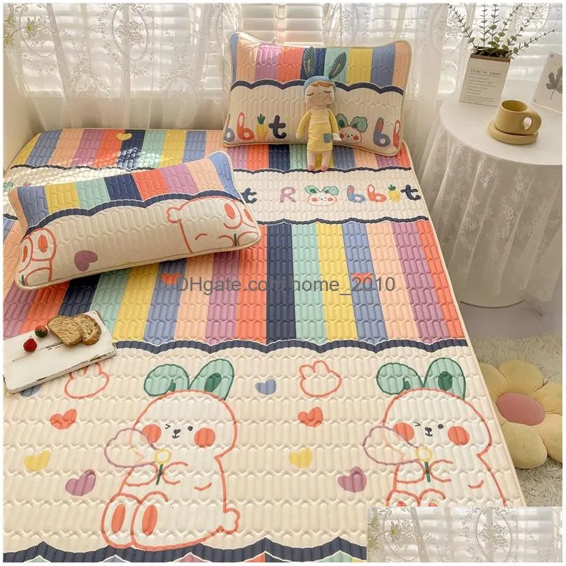 mattress pad lovely cartoon pattern latex bed mat kit for summer cold feel rayon cool and pillow cases cozy sleeping cooling 230626
