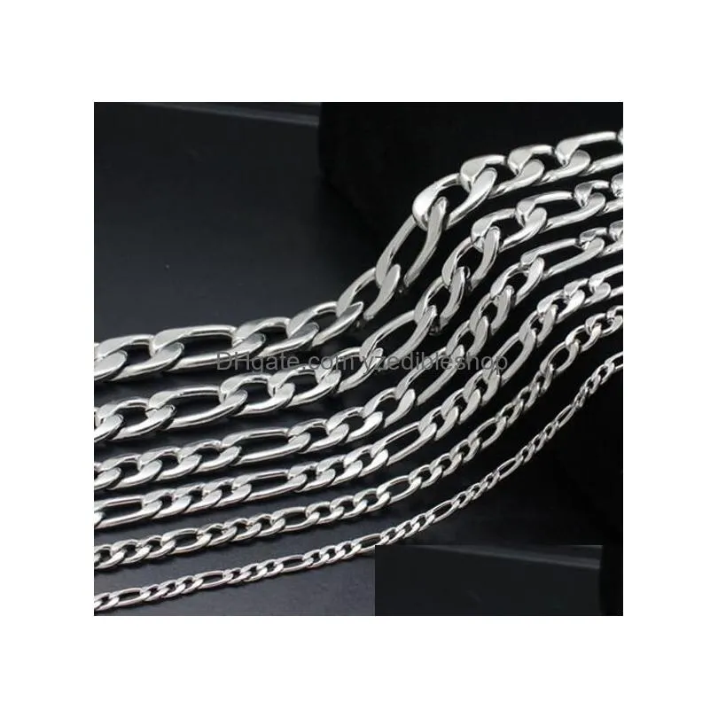 10m ship 3 4 6 7 9mm in bulk jewelry making meter beveled flat figaro stainless steel unfinished nk chain from jewelry findin261i