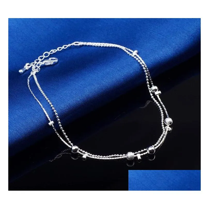 Anklets 925 Sterling Sliver Anklets Bracelet For Women Foot Jewelry Inlaid Zircon Ankle Bracelets On A Leg Personality Drop Delivery J Dhui5