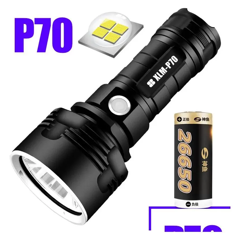 SHEN Ultra Powerful LED Flashlight L2 XHP50 Tactical Torch USB Rechargeable Linterna Waterproof Lamp Ultra Bright Lantern 210322