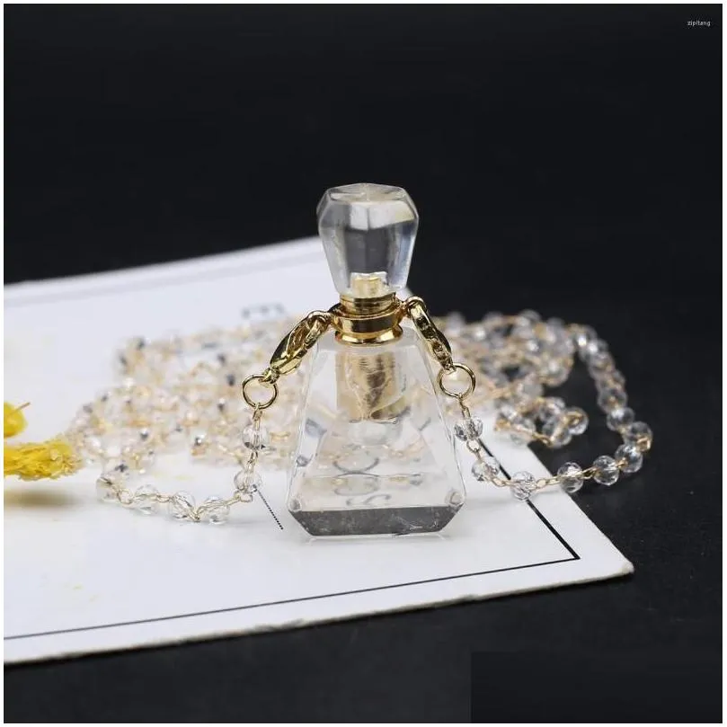 pendant necklaces 2023 natural stones clear quartz perfume bottle crystal chain necklace for women reiki healing gems choker jewelry