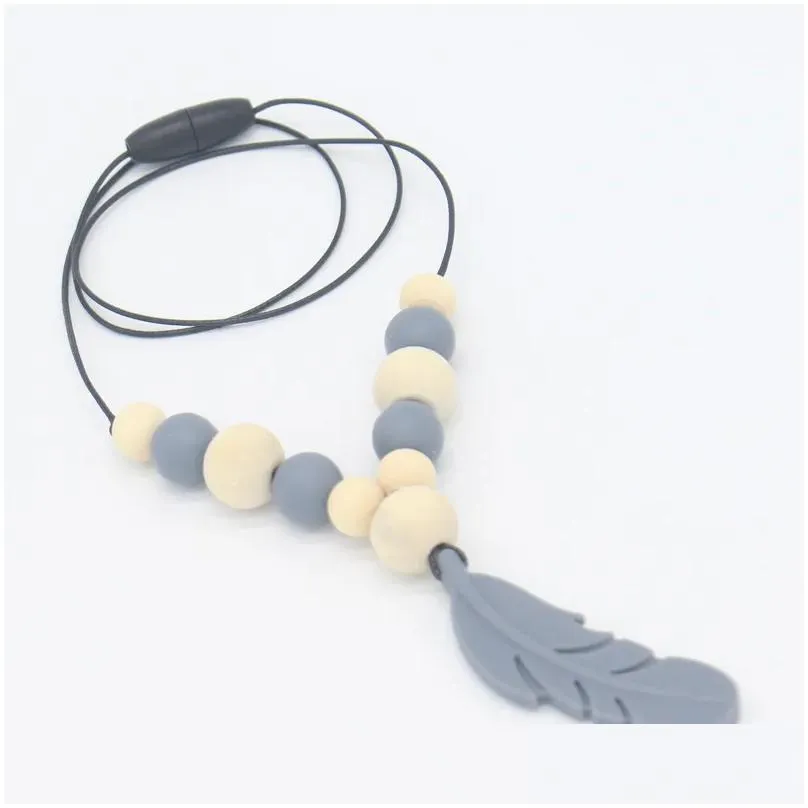 Feather gutta percha Necklace baby comfort molars environmental safety food grade