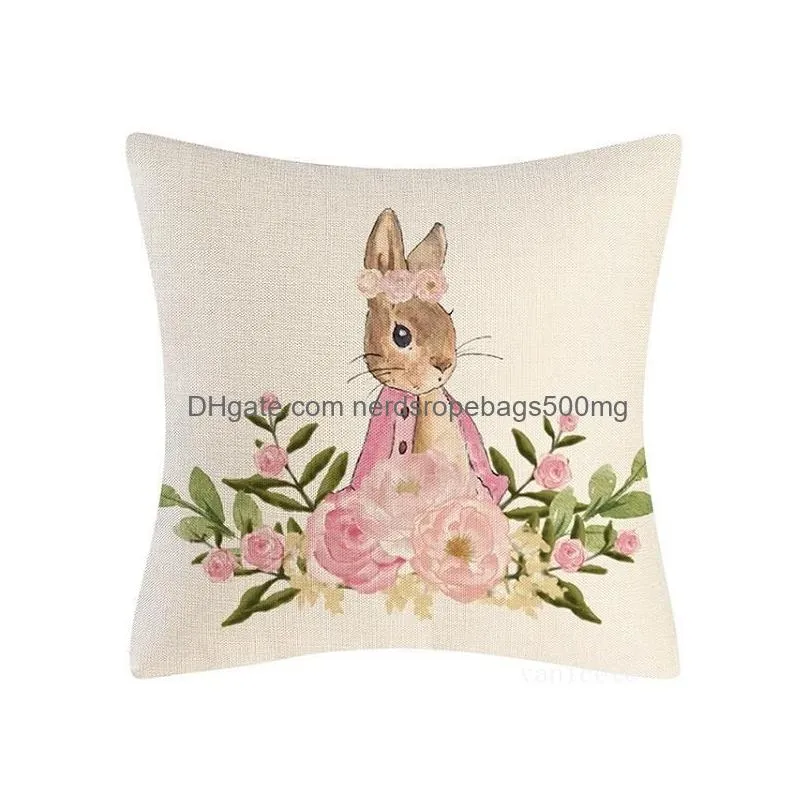 Cushion/Decorative Pillow Stock Easter Pillow Case Bunny Colored Egg Er Household Products Decorative Xu Drop Delivery Home Garden Hom Dhtw5