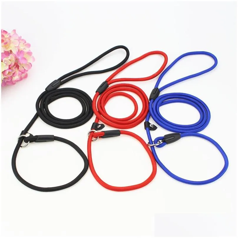 Dog Collars & Leashes Pet Dog Nylon Rope Training Leashes Slip Lead Strap Adjustable Traction Collar Dogs Ropes Supplies Accessories D Dhdba