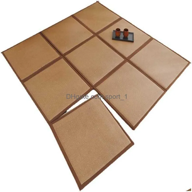 carpets folding rattan floor mat thick living room floor sleeping mat rattan tatami carpet pad summer baby play mat non-slip r230725