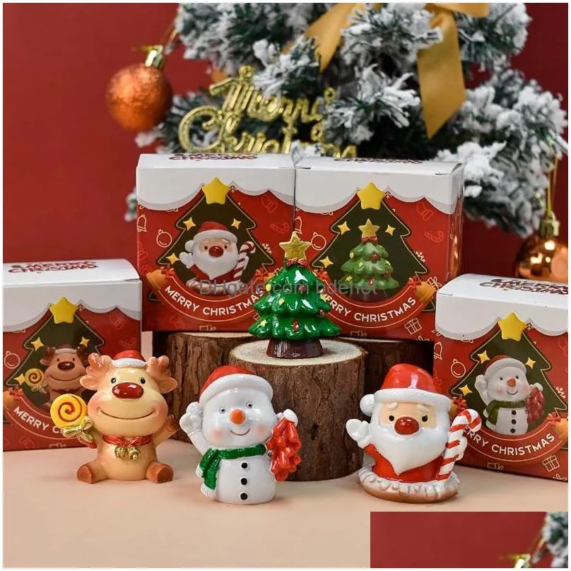 Christmas Decorations Creative Resin Christmas Decorations Ornaments Home Childrens Room Desktop Small Santa Claus Gift Drop Delivery Dhbx9