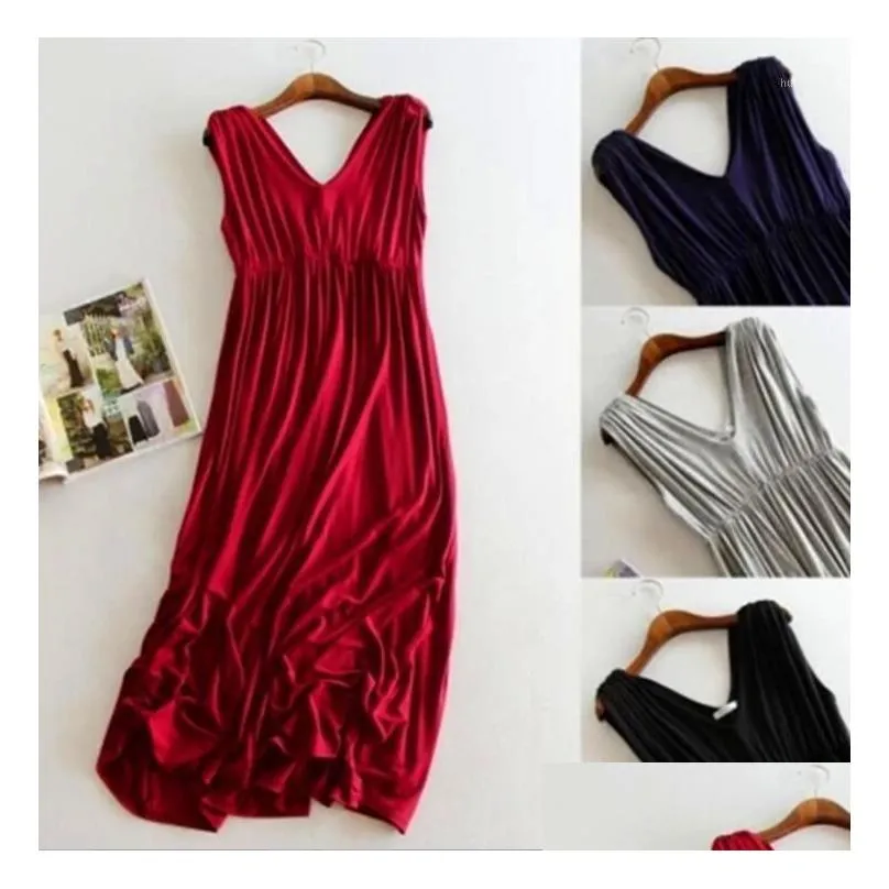 Maternity Dresses Women`s Comfortable Casual Daily Wear Pregnant Solid Color Dress Modal Cotton For Part Gown Po Shoot