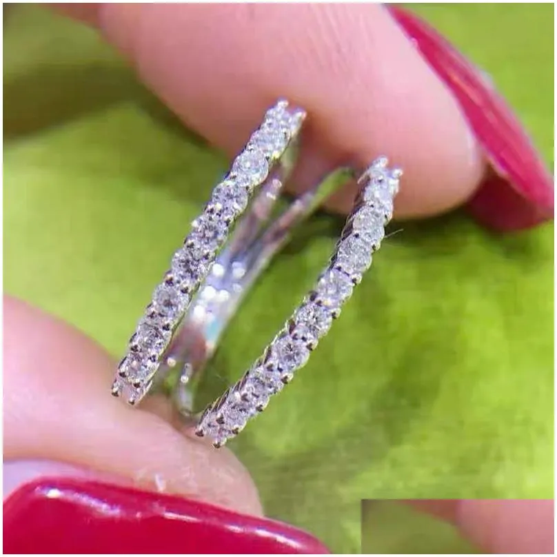 with certificate 100% original 925 sterling silver 2mm thin semi-circle cz paved finger stacking rings no fade allergy zr002