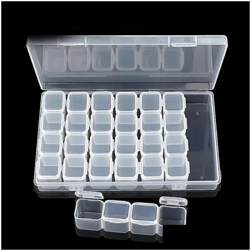 Watch Boxes & Cases Watch Boxes Cases Slots Clear Plastic Empty Nail Art Decoration Storage Case Box Glitter Rhinestone Beads Accessor Dhlgl