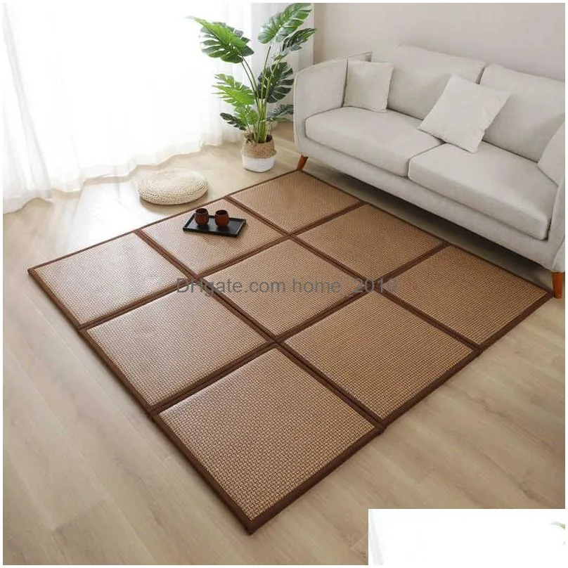 carpets folding rattan floor mat thick living room floor sleeping mat rattan tatami carpet pad summer baby play mat non-slip r230725