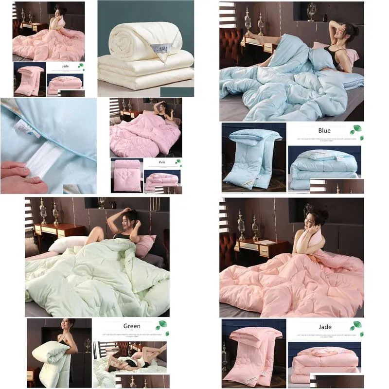 Comforters & Sets Comforters Sets Nordic Natural Mberry Luxury Silk Comforter Duvet Twin Queen King Fl Size Cotton Blanket Quilt Coupl Dh72P