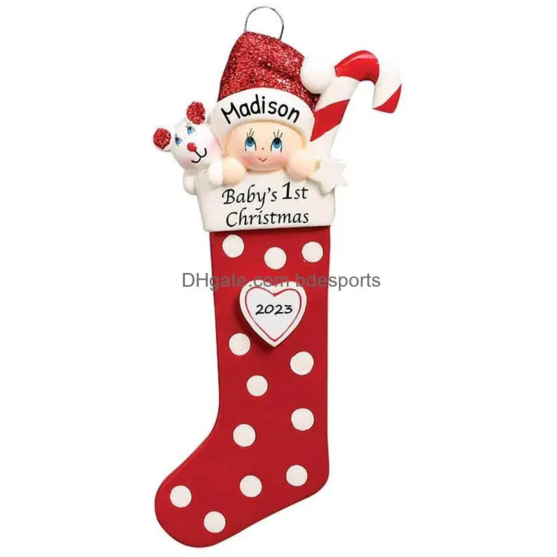 Christmas Decorations 2023 Baby Girls First Christmas Decor Alloy Tree Sock Decorations Drop Delivery Home Garden Festive Party Suppli Dhpc0