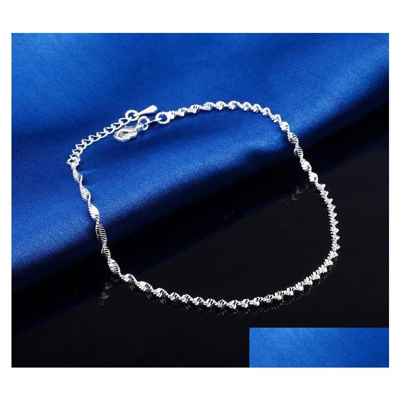 Anklets 925 Sterling Sliver Anklets Bracelet For Women Foot Jewelry Inlaid Zircon Ankle Bracelets On A Leg Personality Drop Delivery J Dhui5