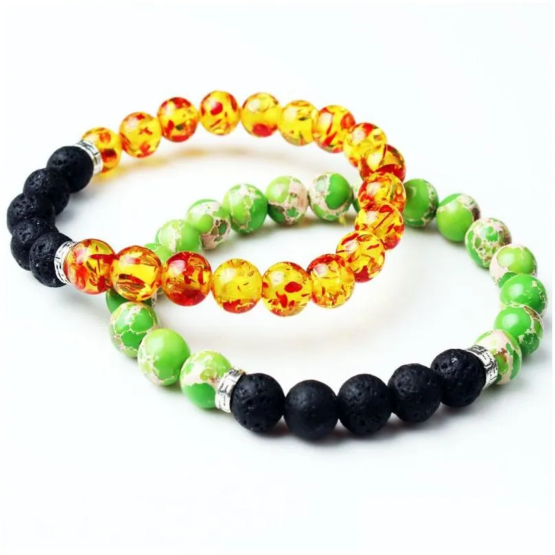 8mm turquoise tigers eye black lava stone chakra bracelets aromatherapy  oil diffuser bracelet for women men jewelry