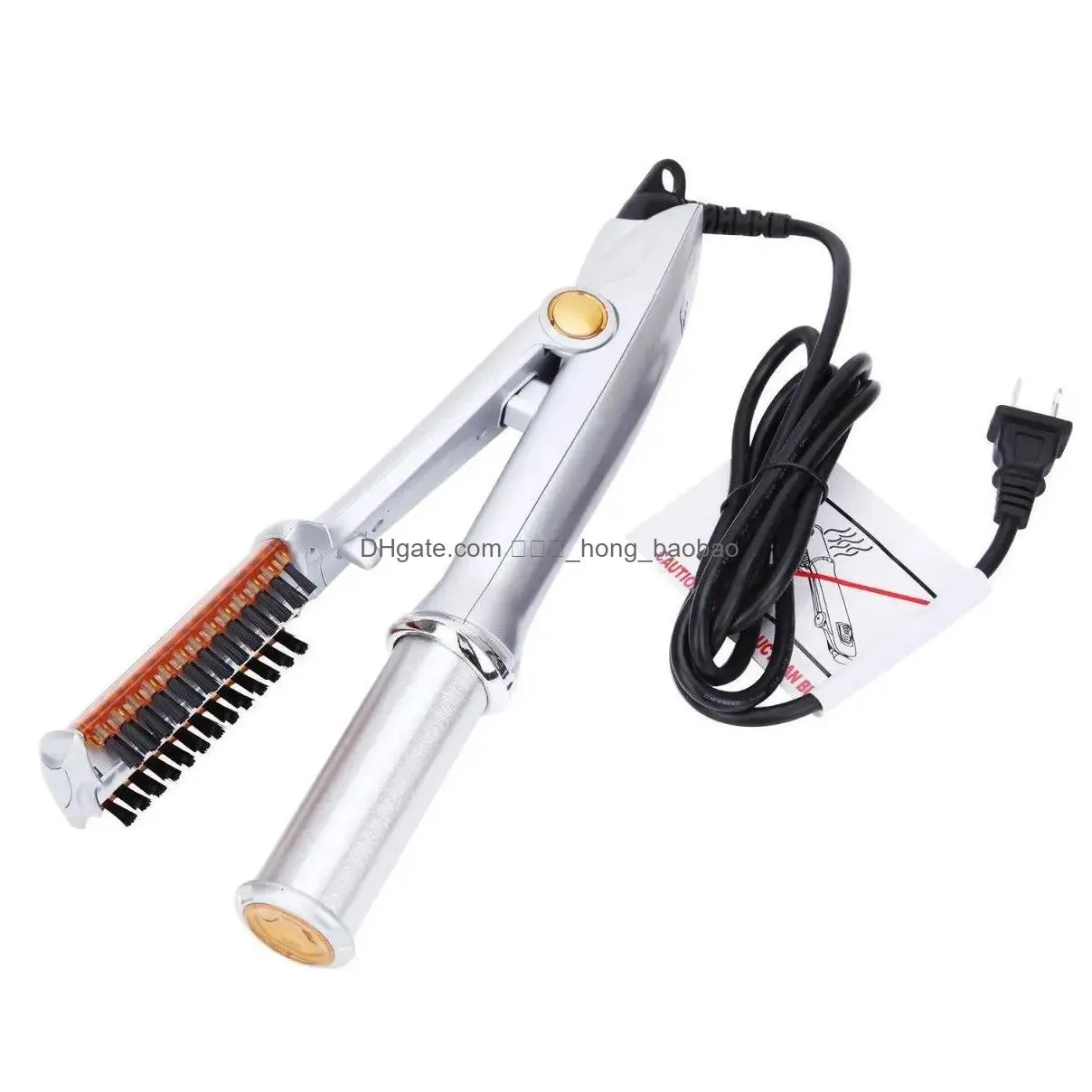 curling irons 2in1 curler straightener styling tool lcd ceramic rotating hair wave magic iron brush 231205