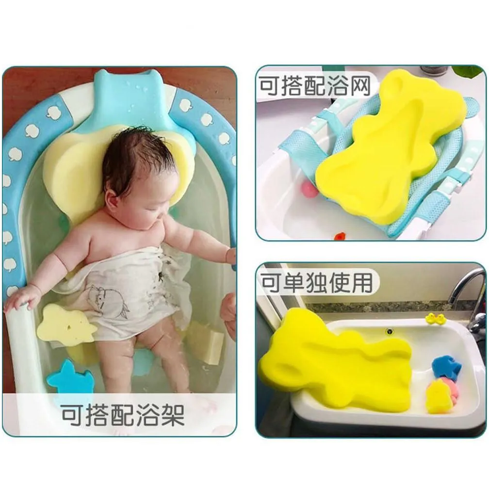 Bathing Tubs Seats Baby Shower Bath Tub Pad Lnfant Baths Holder Non-slip Sponge Cushion Newborn Safety Security Bathtub Seat Support Nets Mat