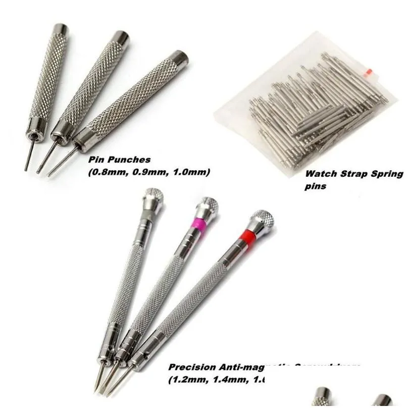 144pcs/set of repair table tools watch tools clock repair tool kit opener link pin remover set spring bar watchmaker