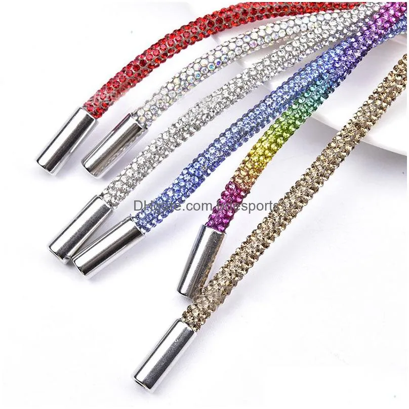 Other Arts And Crafts 2021 Fl Rhinestone Crafts Diy Dstring Trousers Rope Cap Ropes Rainbow Shoelace Bling Belt Bowknot Lazy Elastic S Dhktg