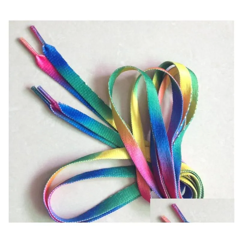 Shoe Parts & Accessories Rainbow Shoelaces Flat Colorf Fashion Sneakers Shoelace Striped Shoe Laces Colored String For Sneaker Athleti Dh7D9