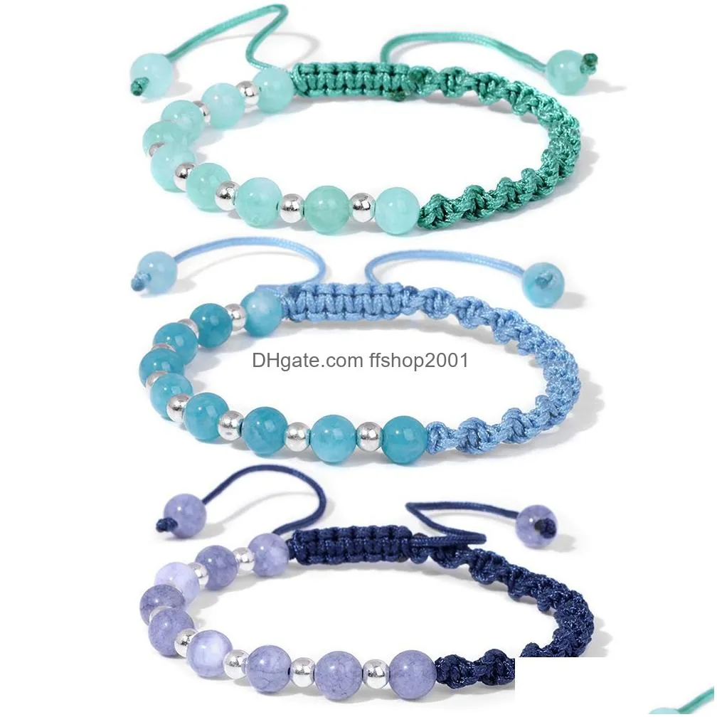 natural stone hand woven adjustable bracelet colors string rope braided friendship bracelets for women jewelry