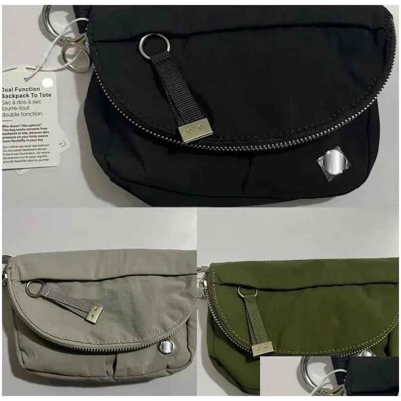LL Unisex xOutdoor Bags Crossbody Bag Gym Elastic Adjustable Strap Shoulder Chest Bag Belts Fanny Pack Black