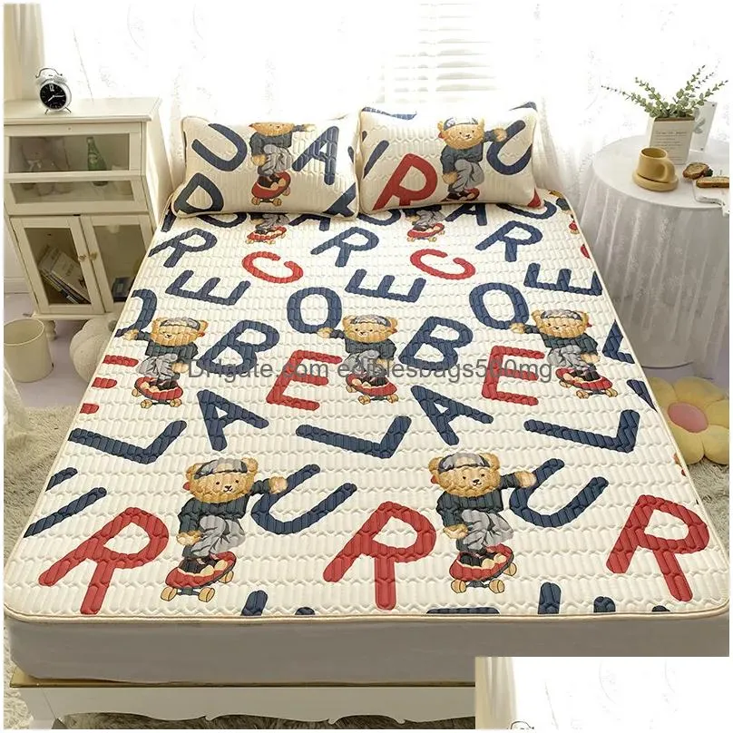 mattress pad lovely cartoon pattern latex bed mat kit for summer cold feel rayon cool and pillow cases cozy sleeping cooling 230626