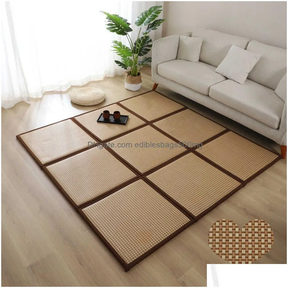 carpets folding rattan floor mat thick living room floor sleeping mat rattan tatami carpet pad summer baby play mat non-slip r230725