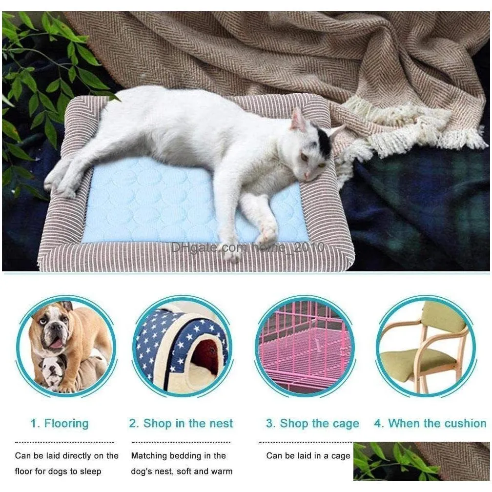 top quality summer cooling pet dog mat ice pad dog sleeping mats for dogs cats pet kennel cool cold silk bed for dog 201124