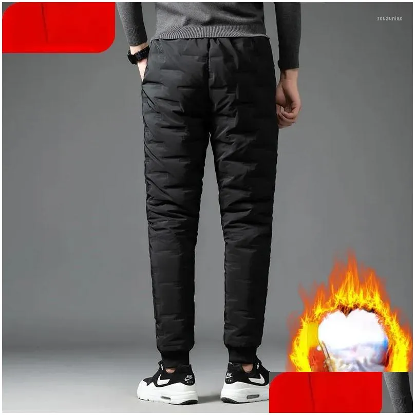 mens pants winter mens 90% white duck down high quality slim straight snow warm padded trousers male clothing y39