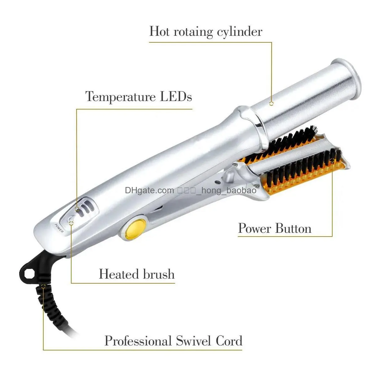 curling irons 2in1 curler straightener styling tool lcd ceramic rotating hair wave magic iron brush 231205