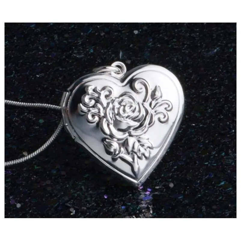 Lockets 15 Styles Plating 925 Sier Plated Heart And Cross Circar Love Ellipse Square Pendant Necklace Po Locket Drop Delivery Jewelry Dhtre