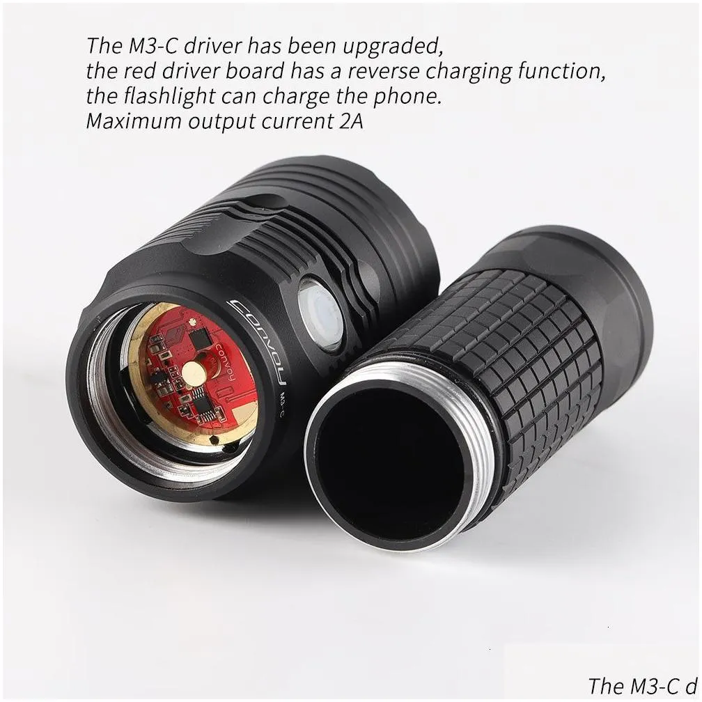 Flashlights Torches Convoy M3C with Hi 26650 rechargeable flashlight torch with 26650 lithium battery 221102