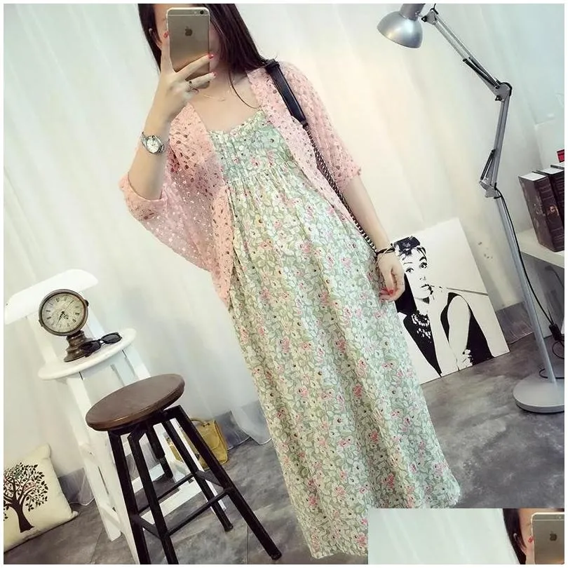 Maternity Dresses Summer Mama Love Clothes Long Sling Cotton Pregnant Dress Pregnancy For Women