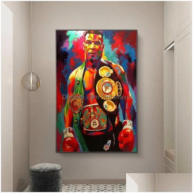 street graffiti art poster wall art decor painting print canvas art boxing dhampion tyson picture for childrens roomhome dec262t