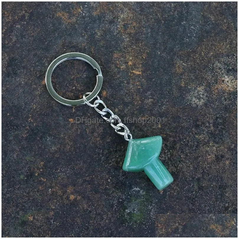 natural stone mushroom key rings keychains healing crystal car decor key chain keyholder