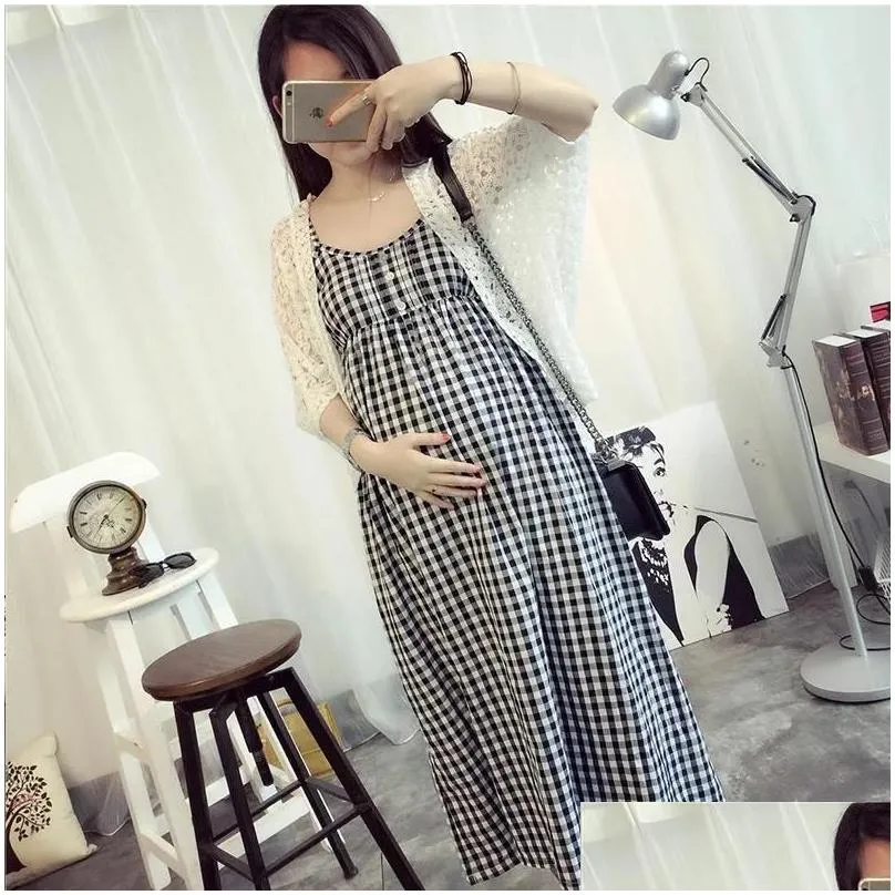 Maternity Dresses Summer Mama Love Clothes Long Sling Cotton Pregnant Dress Pregnancy For Women