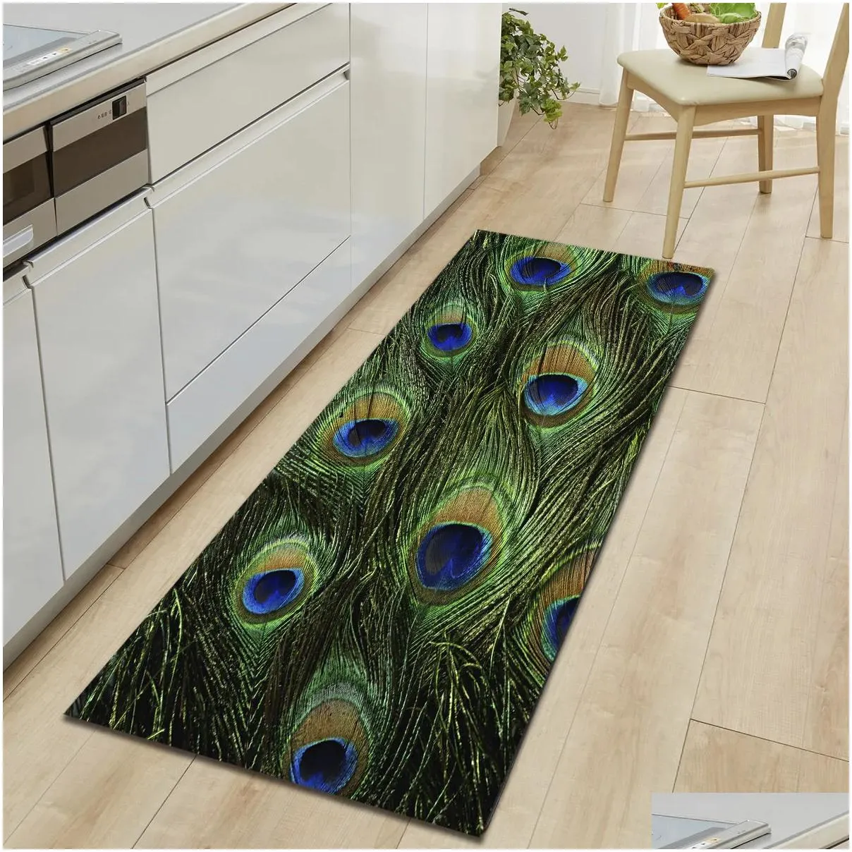 Antiskid Mat for Kitchen Floor Long Door Mat 3D cow tiger animal fur printed Kitchen Rug Non-Slip Bedroom Bedside Mats 210317