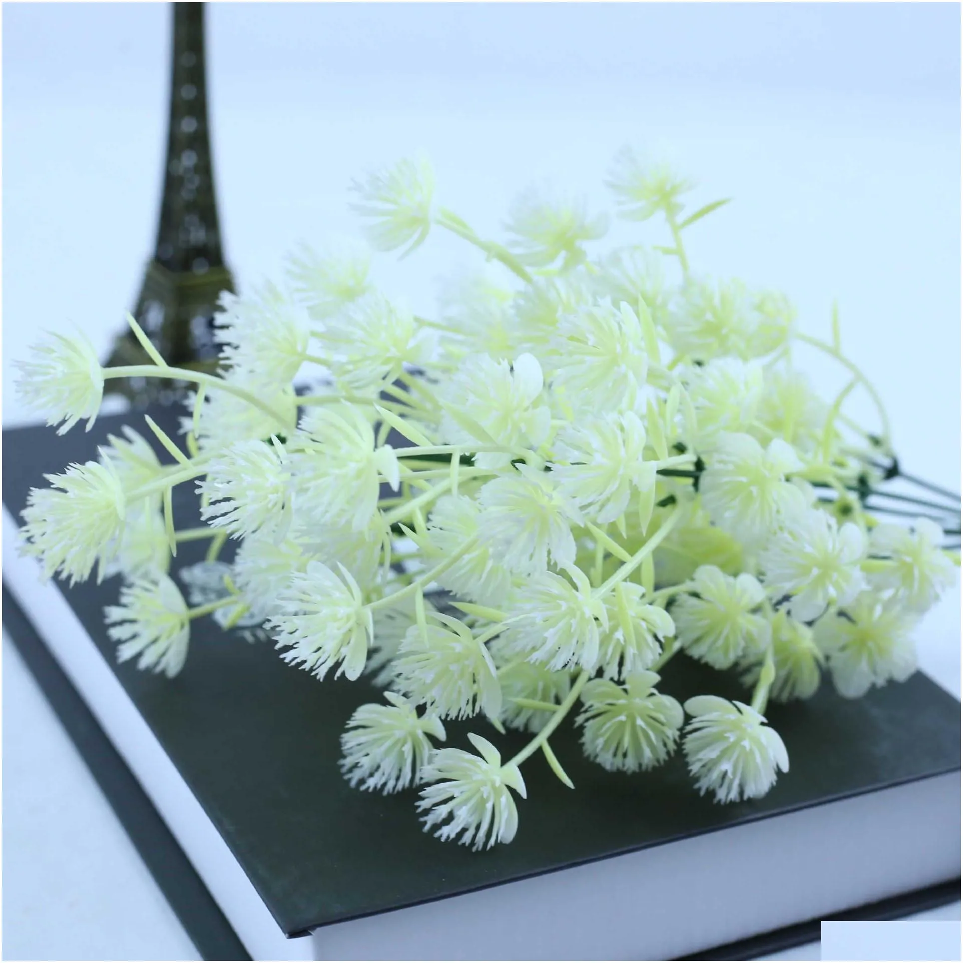 Dried Flowers Artificial  small bayberry home dining table wedding party decoration artificial plant fake flower flocking R230612