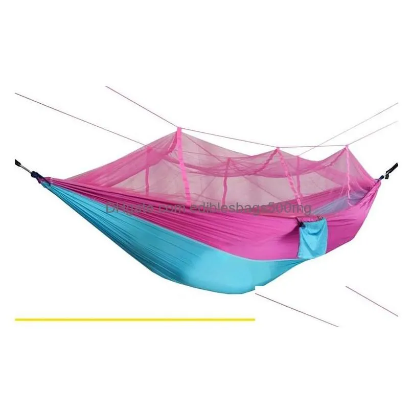 Hammocks Sttyle Mosquito Net Hammock Outdoor Parachute Cloth Field Garden Cam Wobble Hanging Bed T5I112 Drop Delivery Home Furniture