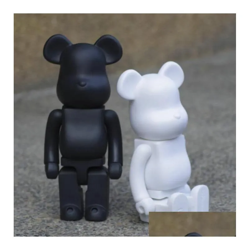 Popular Games 28CM 400% The Bearbrick PVC Evade glue Black bear and white bear figures Toy For Collectors Bearbrick Art Work model