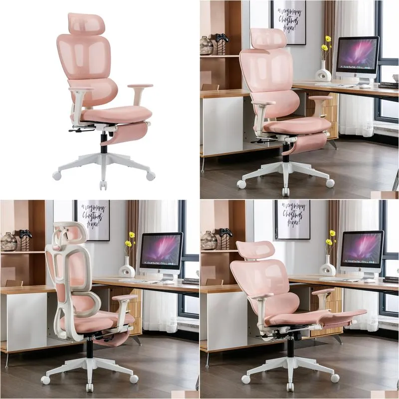 Ergonomic Mesh Office Chair with 2D Adjustable Armrest,High Back Desk Computer Chair,pink