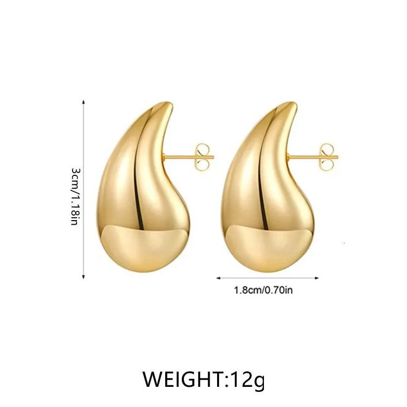 Stud Stud Trendy Italy Hollow Stainless Steel Hypoallergenic 18K Gold Plated Bottega Tear Drop Waterdrop Earrings For Women Girl Drop Otygq