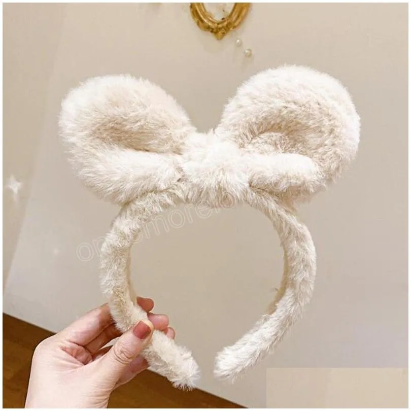 New Fashion Headband For Women Warm Plush Big Lovely Rabbit Ears Hairband Winter Casual Winter Headwear Hair Accessories