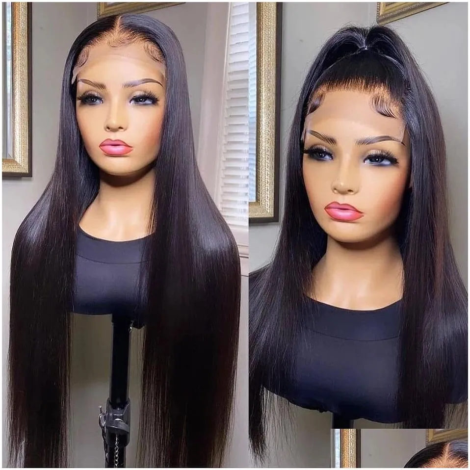 360 Lace Frontal Straight Human Hair Wigs Brazilian 28 30 inch Synthetic Front Closure Wig For Women